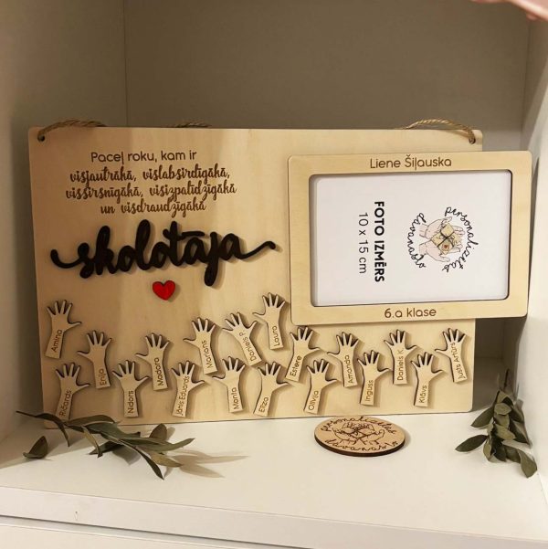 Personalizēta dāvana SKOLOTĀJAI Skolotāju dienā  no klases ♡  koka foto rāmis ar bērnu vārdiem un klases foto - Image 10
