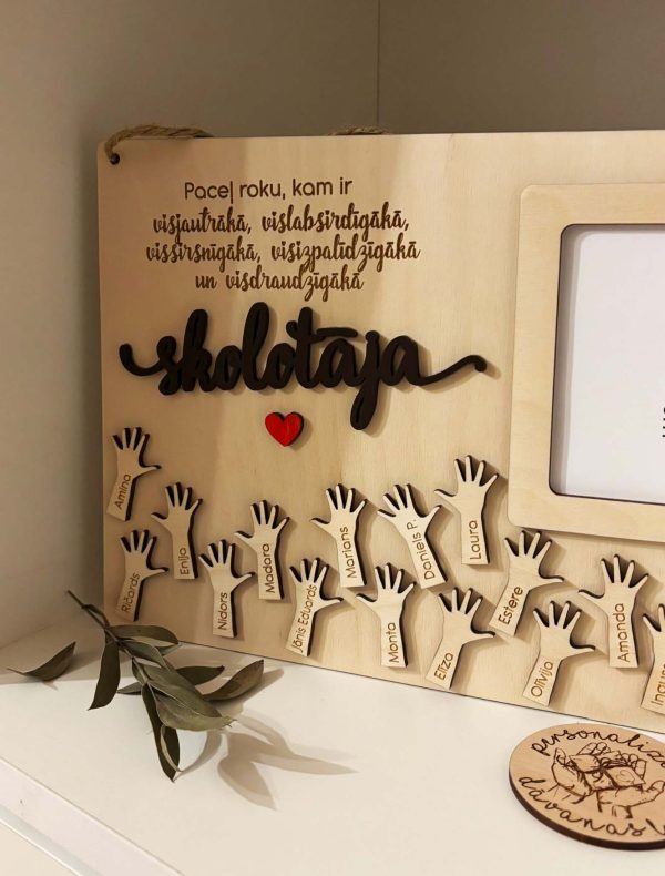 Personalizēta dāvana SKOLOTĀJAI Skolotāju dienā  no klases ♡  koka foto rāmis ar bērnu vārdiem un klases foto - Image 6