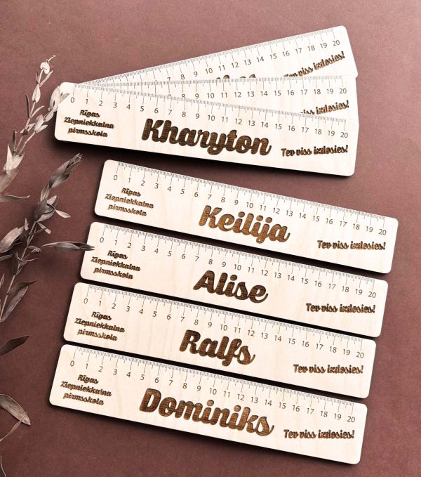 Personalizēts koka lineāls ar vārdu | 20 cm - Image 3