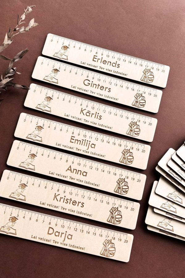 Personalizēts koka lineāls ar vārdu | 20 cm - Image 15