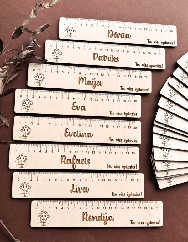 Personalizēts koka lineāls ar vārdu | 20 cm - Image 5
