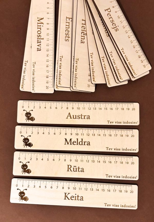 Personalizēts koka lineāls ar vārdu | 20 cm - Image 16