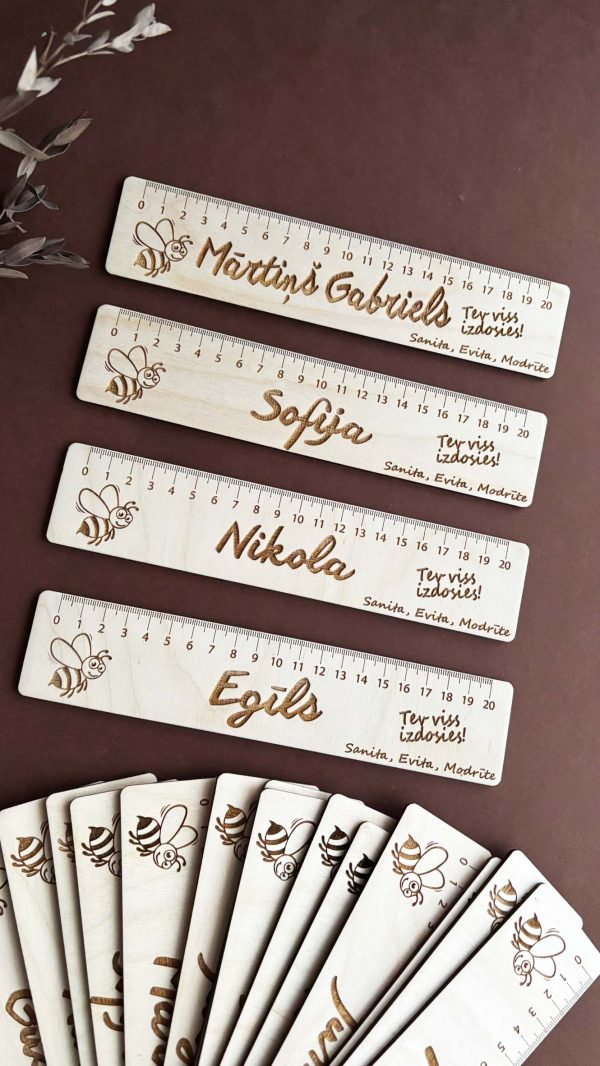 Personalizēts koka lineāls ar vārdu | 20 cm - Image 24