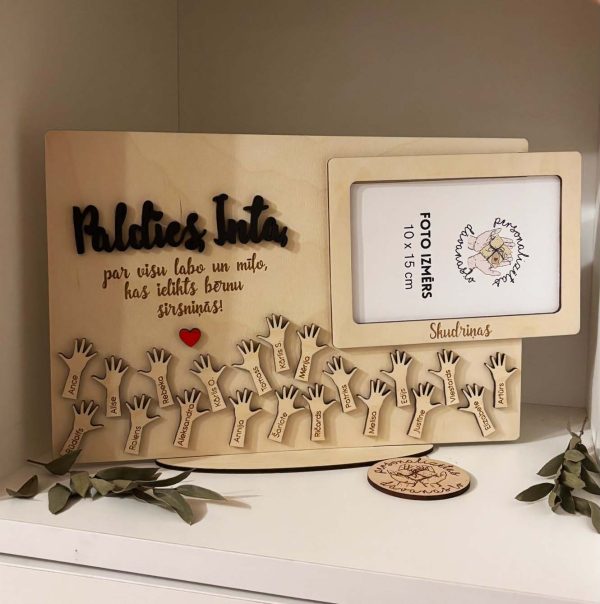Personalizēta dāvana SKOLOTĀJAI vai AUDZINĀTĀJAI ♡  koka foto rāmis ar personalizētu gravējumu | bērnu vārdiem un klases foto - Image 9