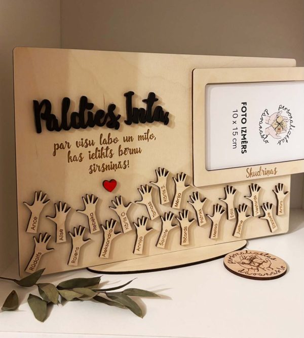 Personalizēta dāvana SKOLOTĀJAI vai AUDZINĀTĀJAI ♡  koka foto rāmis ar personalizētu gravējumu | bērnu vārdiem un klases foto - Image 2