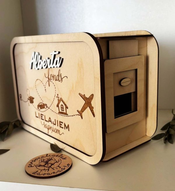 Personalizēta koka krājkase | mērķa krājkase ar cipariem L izmērs - Image 9