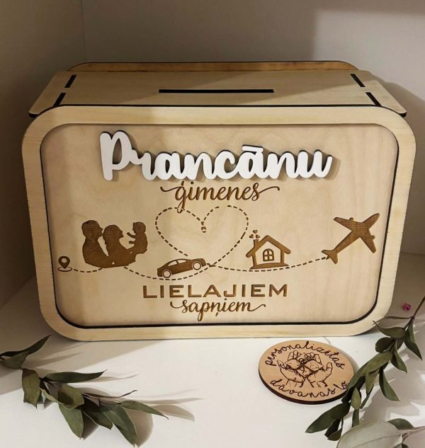 Personalizēta koka krājkase | mērķa krājkase ar cipariem L izmērs - Image 3