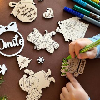 Krāsojami koka Ziemassvētku rotājumi bērniem 🌲 izkrāso un izrotā pats