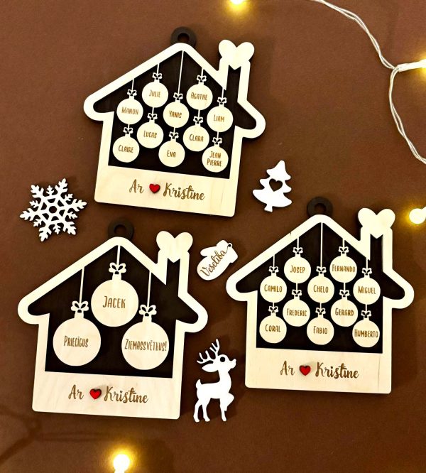 Personalizēts Ziemassvētku eglītes rotājums ♡ Mājiņa ar vārdiem vai vēlējumiem 🌲 - Image 5