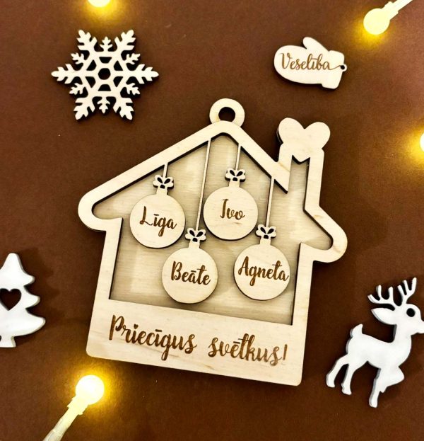 Personalizēts Ziemassvētku eglītes rotājums ♡ Mājiņa ar vārdiem vai vēlējumiem 🌲 - Image 11