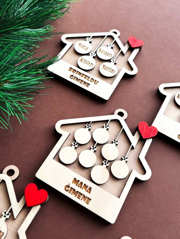 Personalizēts Ziemassvētku eglītes rotājums ♡ Mājiņa ar vārdiem vai vēlējumiem 🌲 - Image 12