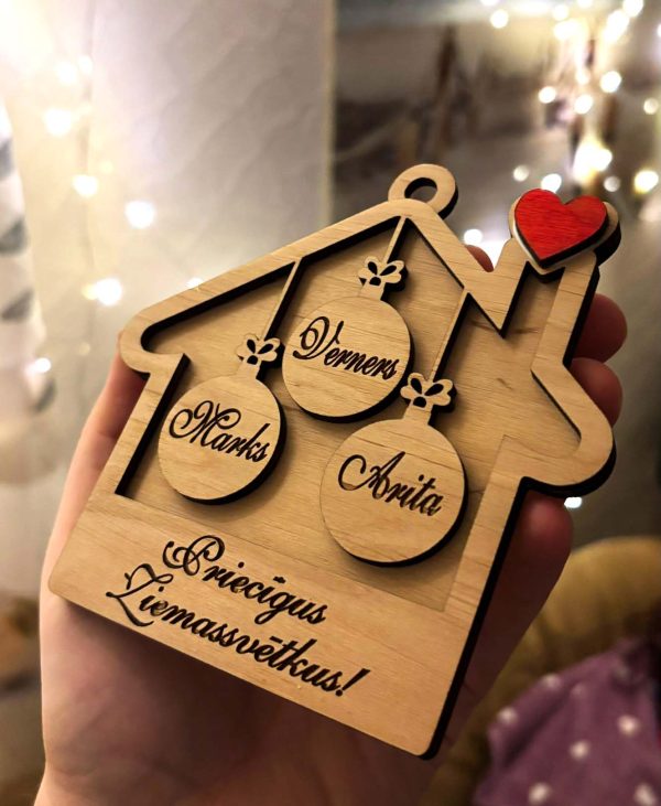 Personalizēts Ziemassvētku eglītes rotājums ♡ Mājiņa ar vārdiem vai vēlējumiem 🌲 - Image 13