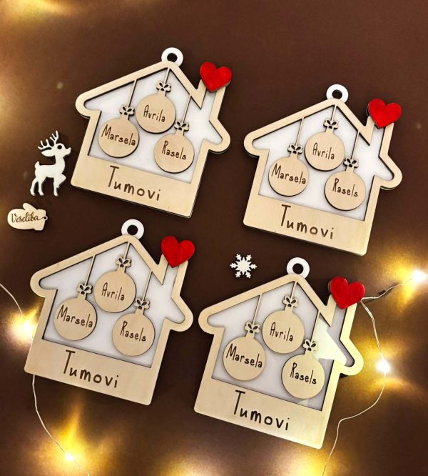 Personalizēts Ziemassvētku eglītes rotājums ♡ Mājiņa ar vārdiem vai vēlējumiem 🌲 - Image 14