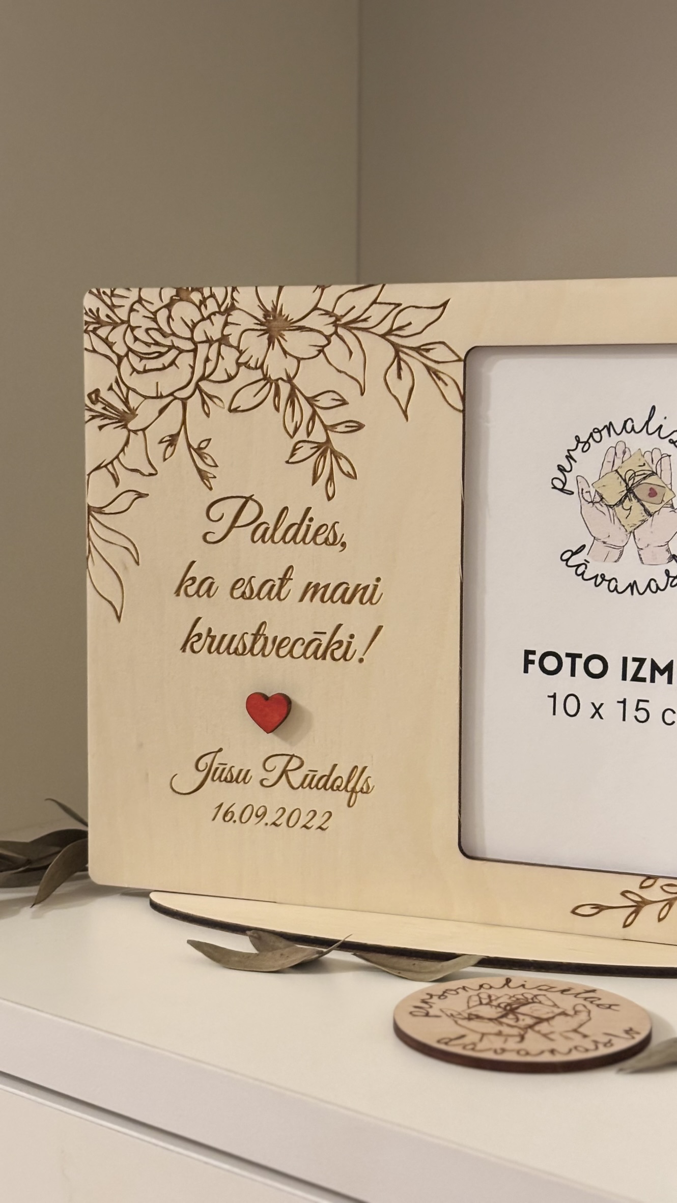 Paldies ka esat mani KRUSTVECĀKI ♡ koka foto rāmis - Image 2