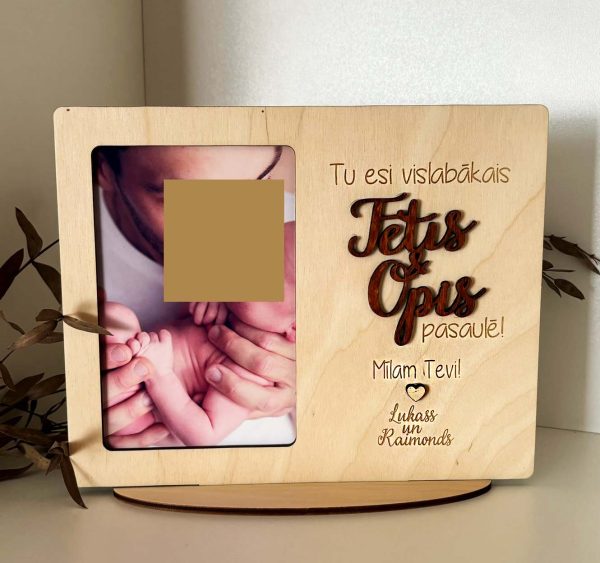 Personalizēta dāvana TĒTIM | OPIM ♥ personalizējams koka foto rāmis
