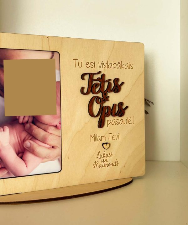 Personalizēta dāvana TĒTIM | OPIM ♥ personalizējams koka foto rāmis - Image 2