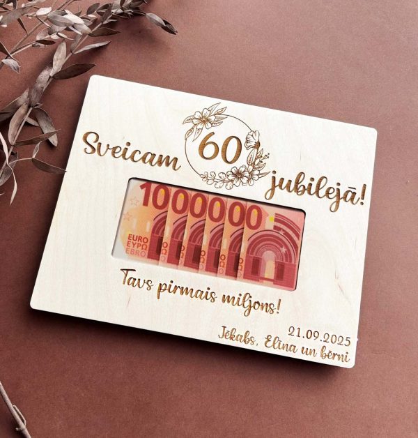 Tavs pirmais miljons | Koka naudas rāmītis ar personalizāciju