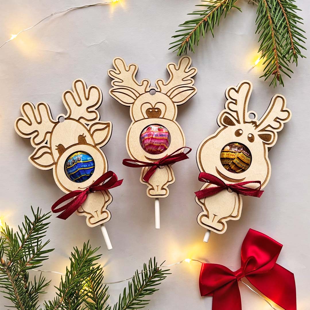 Koka Ziemassvētku rotājumi ar ievietojamu ledeni ♡ Ziemassvētku dāvana bērniem