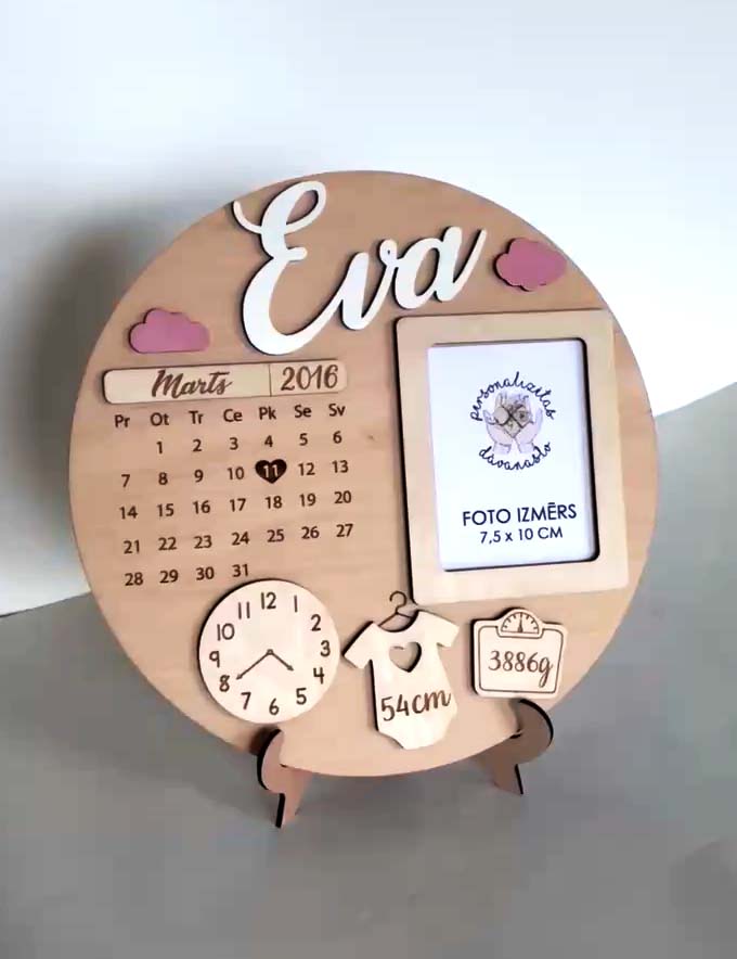 Koka rāmītis ♡ bērna dzimšanas dati / metrika - personalizēta dāvana raudzībās un citos svētkos ♡ - Image 7