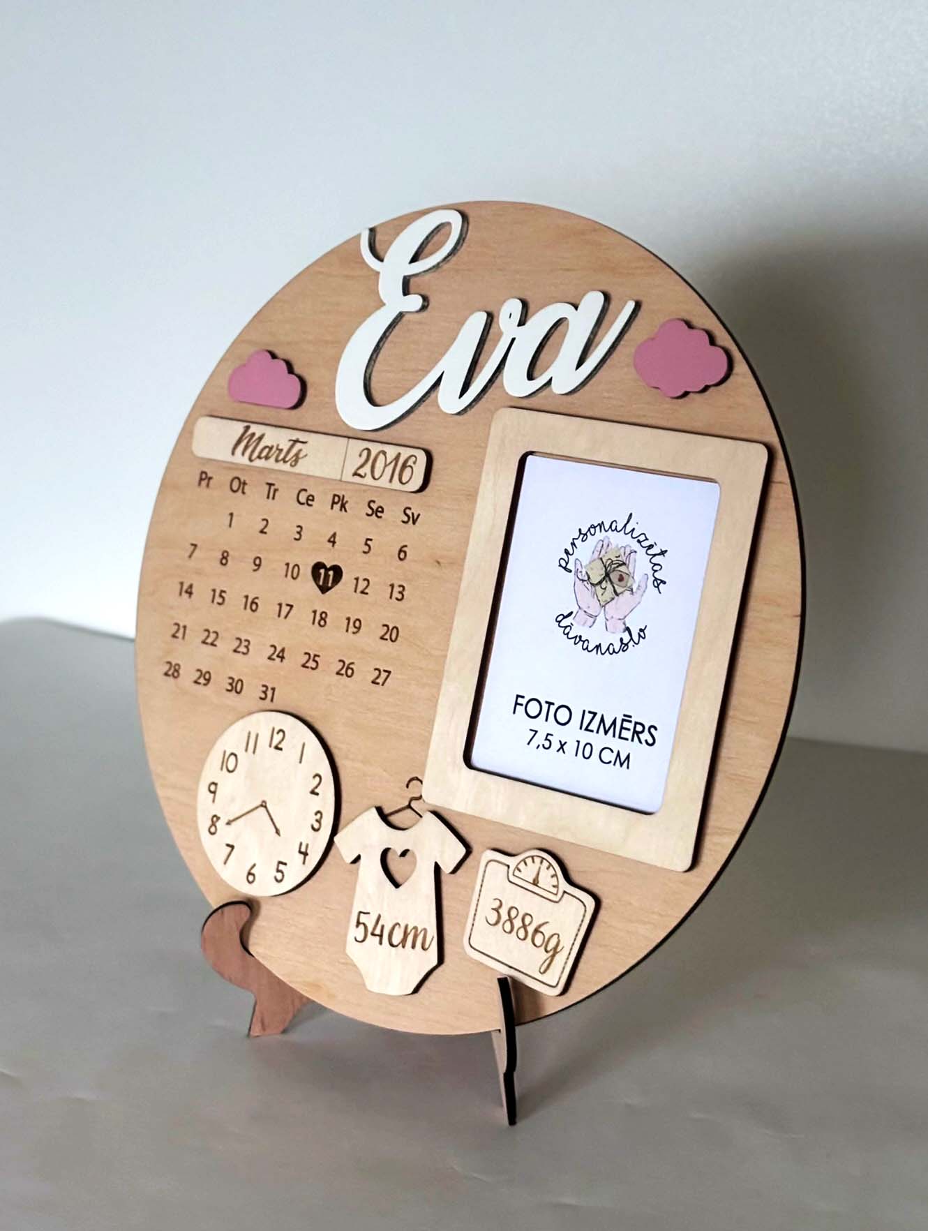 Koka rāmītis ♡ bērna dzimšanas dati / metrika - personalizēta dāvana raudzībās un citos svētkos ♡ - Image 4