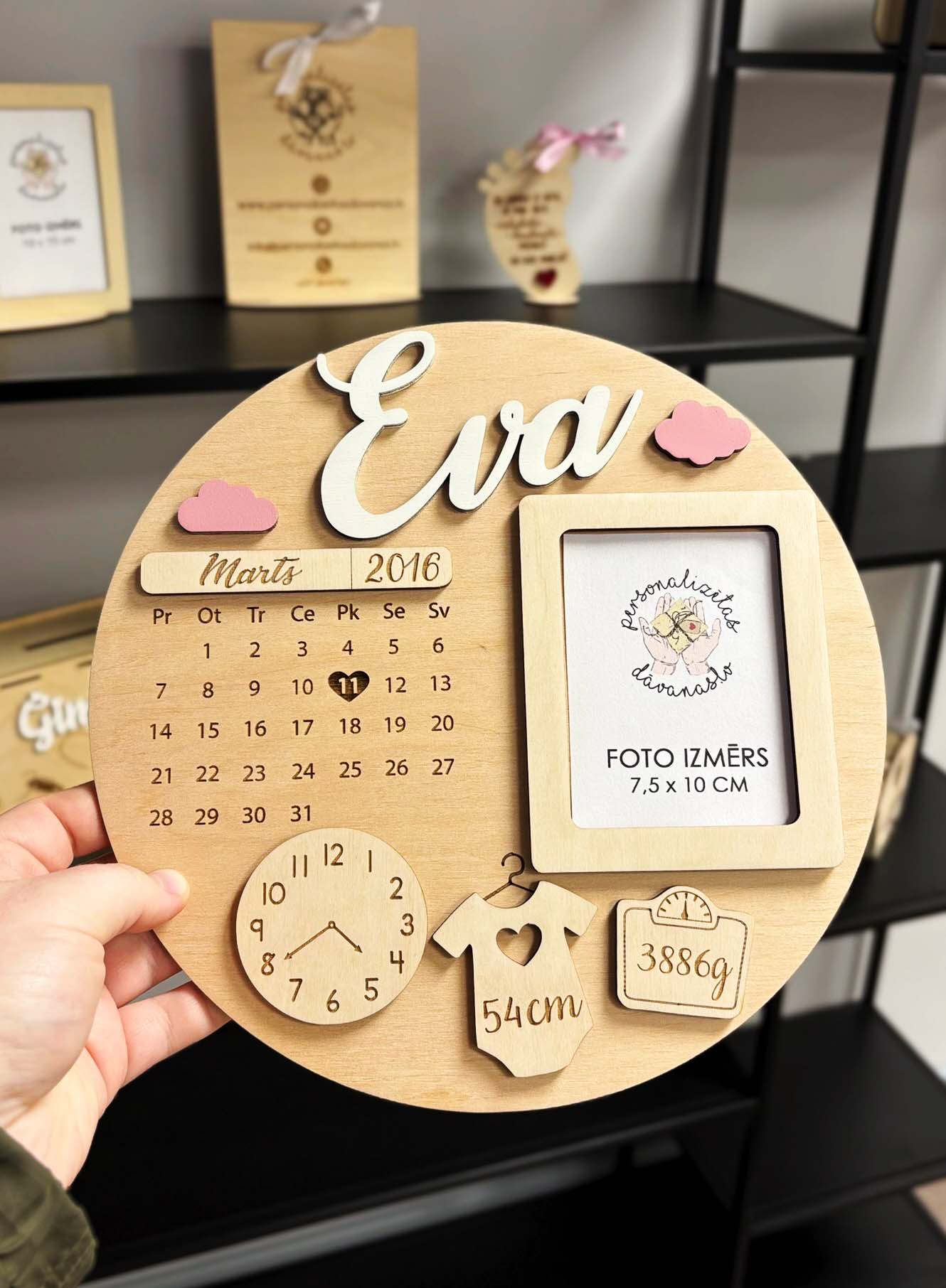 Koka rāmītis ♡ bērna dzimšanas dati / metrika - personalizēta dāvana raudzībās un citos svētkos ♡ - Image 6