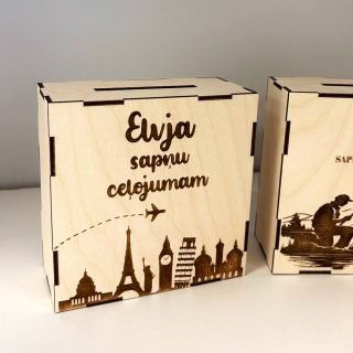 Koka krājkase | SAPŅU CEĻOJUMAM | mērķa krājkase ar cipariem M izmērs