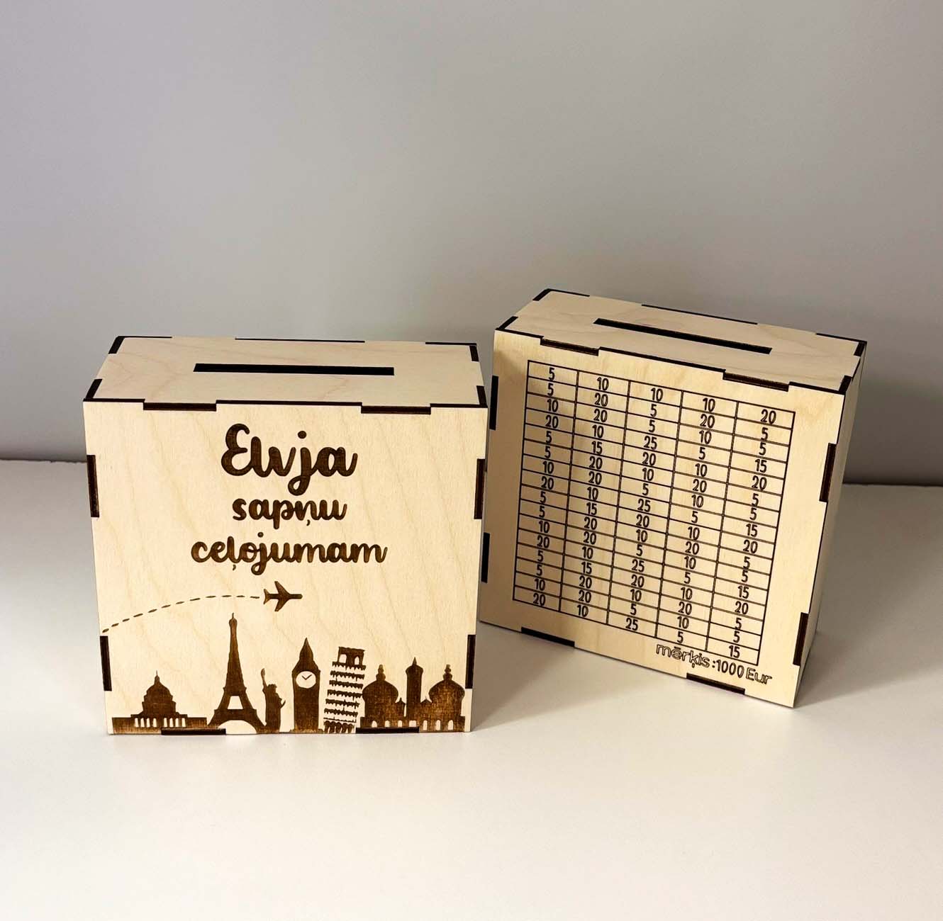 Koka krājkase | SAPŅU CEĻOJUMAM | mērķa krājkase ar cipariem M izmērs - Image 2