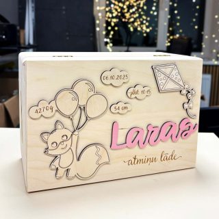 Bērnības atmiņu lāde ♡ personalizēta koka kaste mazuļa lietām