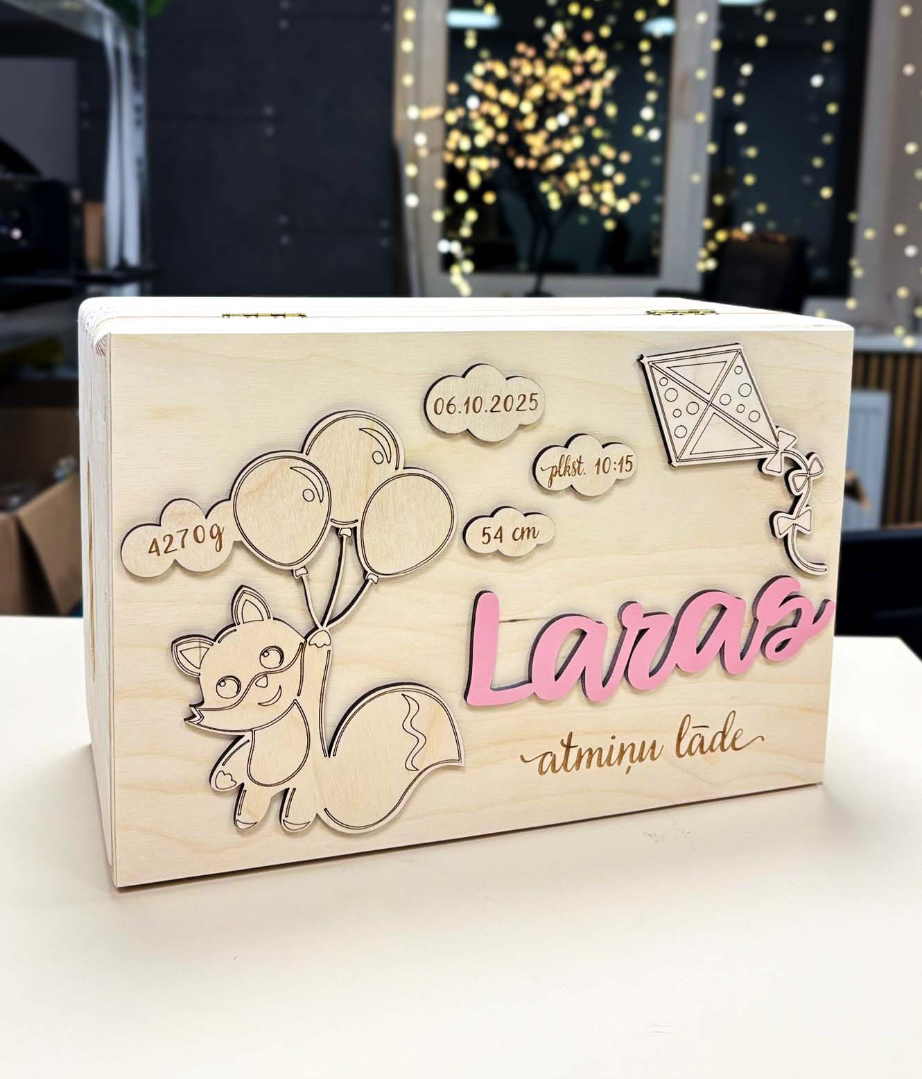 Bērnības atmiņu lāde ♡ personalizēta koka kaste mazuļa lietām