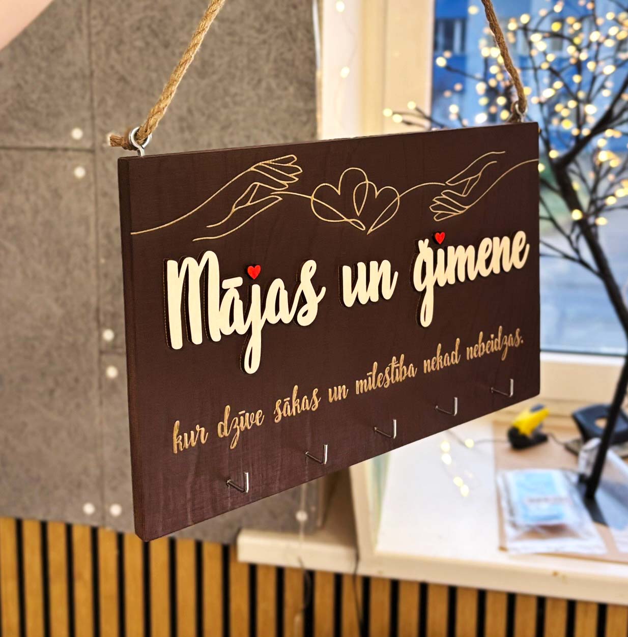 Personalizējams atslēgu pakaramais | turētājs ♥ Kur dzīve sākas un mīlestība nekad nebeidzas - Image 2