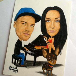 2 cilvēki A4 formātā ♥ Personalizēta pāra karikatūra ar baltu fonu | zīmējums