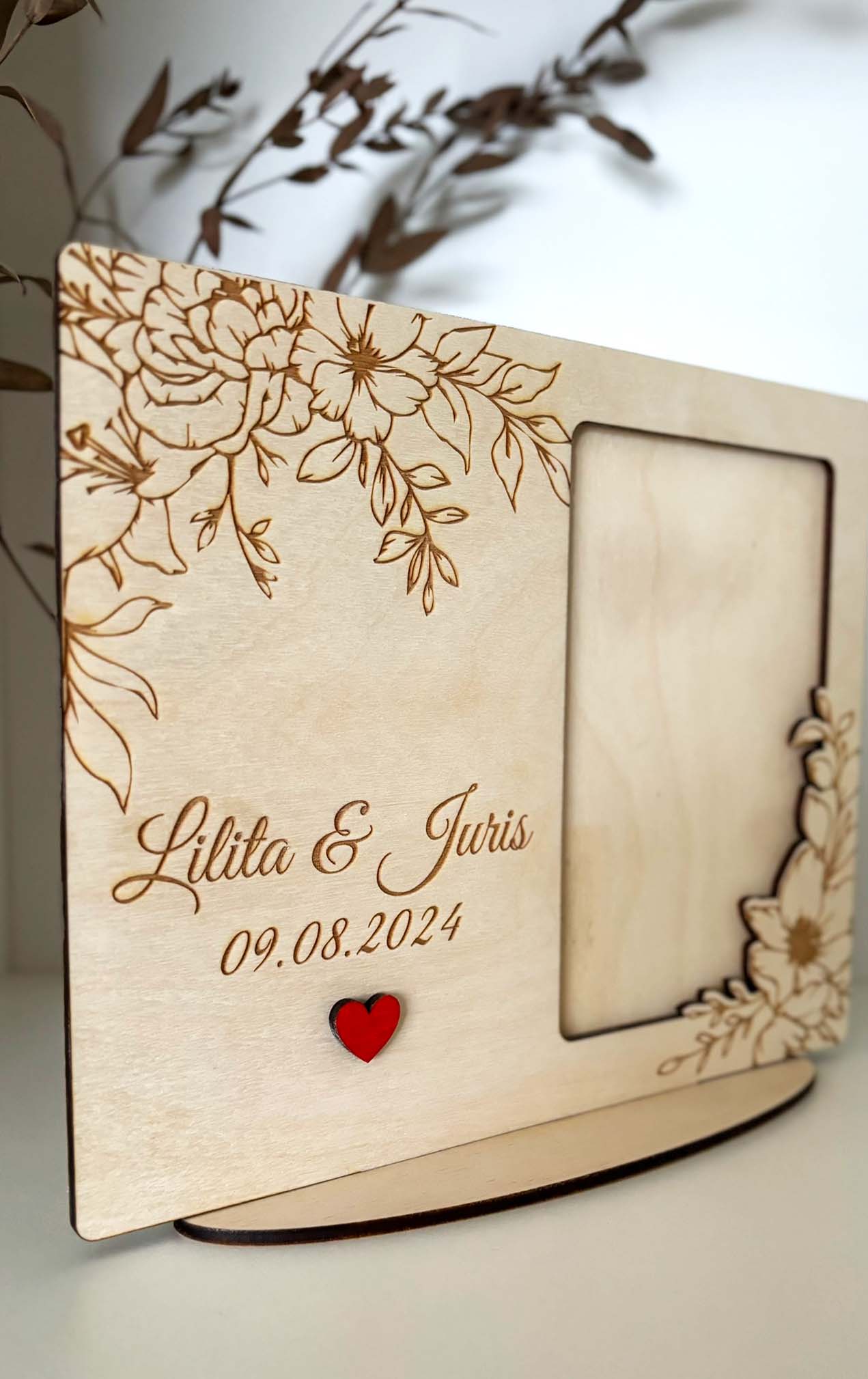 Foto rāmis kāzu bildei ar vārdiem un kāzu datumu ♥ personalizēta dāvana kāzās un kāzu jubilejā - Image 2