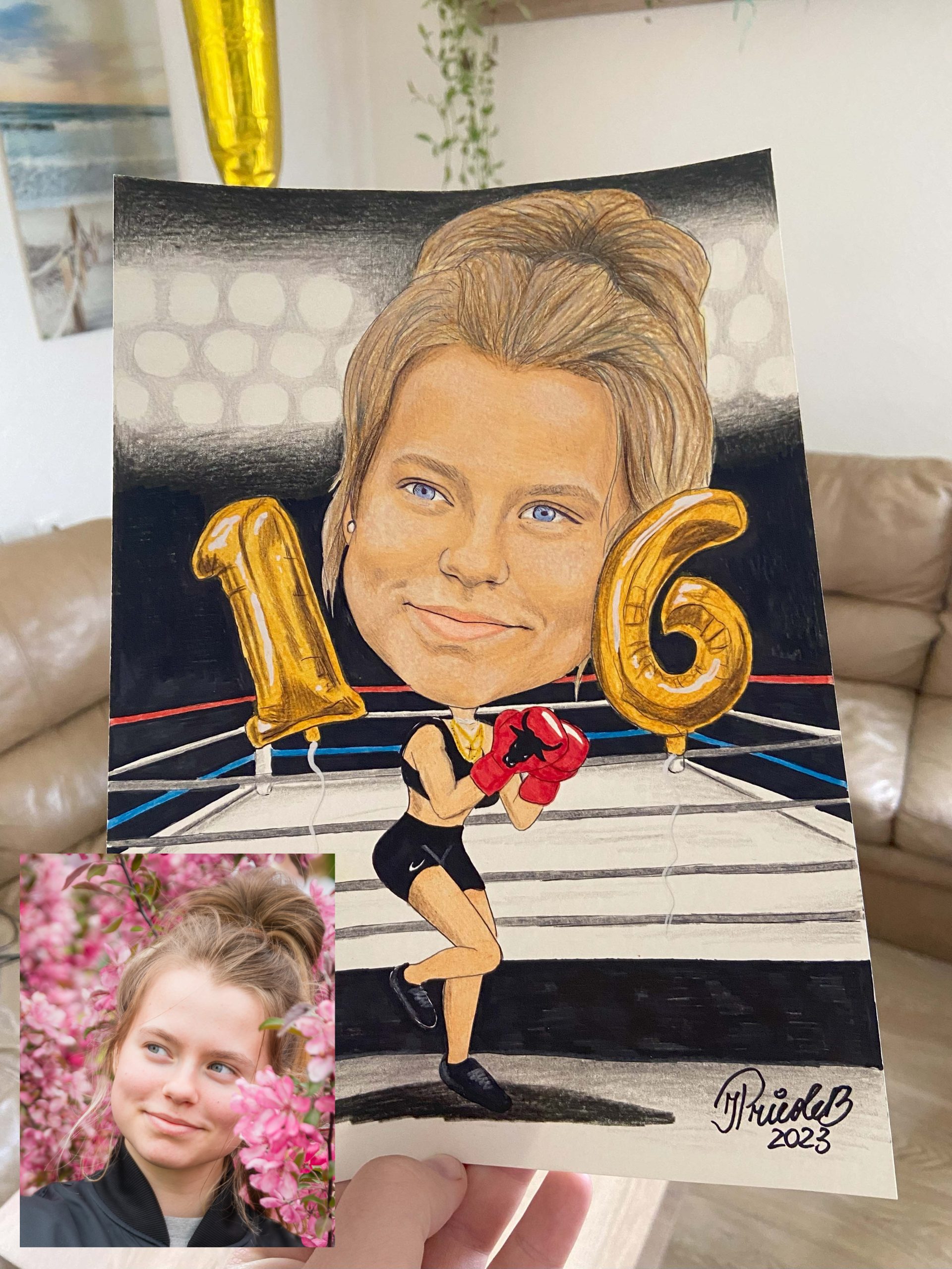 1 cilvēks A5 formātā ♥ Personalizēta karikatūra ar pildītu krāsainu fonu | zīmējums - Image 7