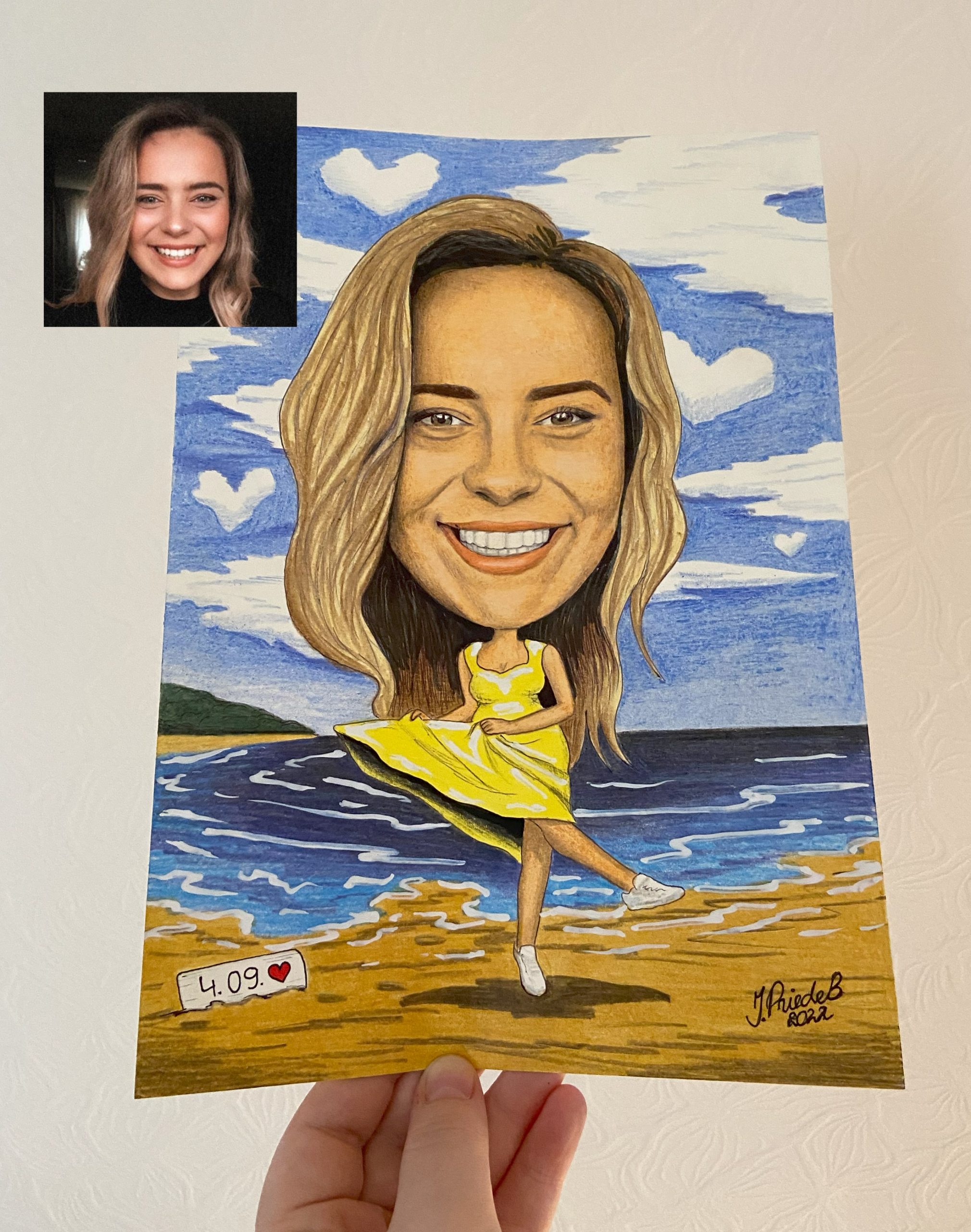 1 cilvēks A5 formātā ♥ Personalizēta karikatūra ar pildītu krāsainu fonu | zīmējums - Image 9