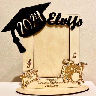 Izlaiduma dāvana ♡ Personalizēts koka foto rāmis skolas un bērnudārza absolventiem