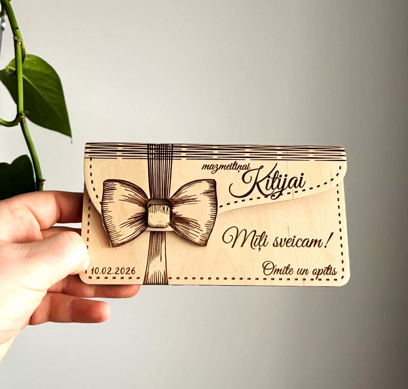 Aploksne naudai | koka aploksne ar personalizētu gravējumu | personalizēta dāvana svētkos - Image 6