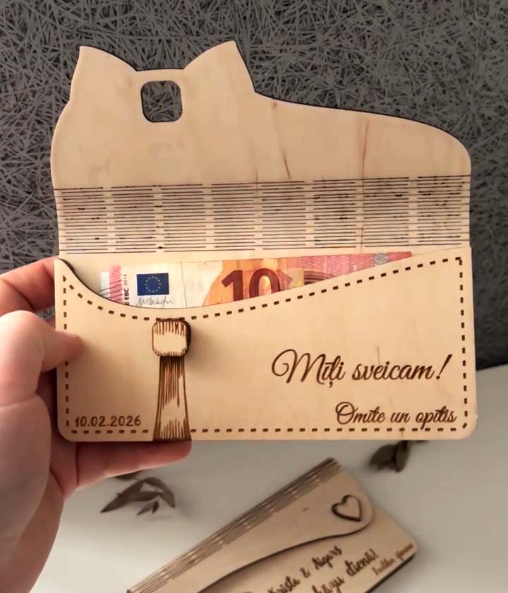 Aploksne naudai | koka aploksne ar personalizētu gravējumu | personalizēta dāvana svētkos - Image 4