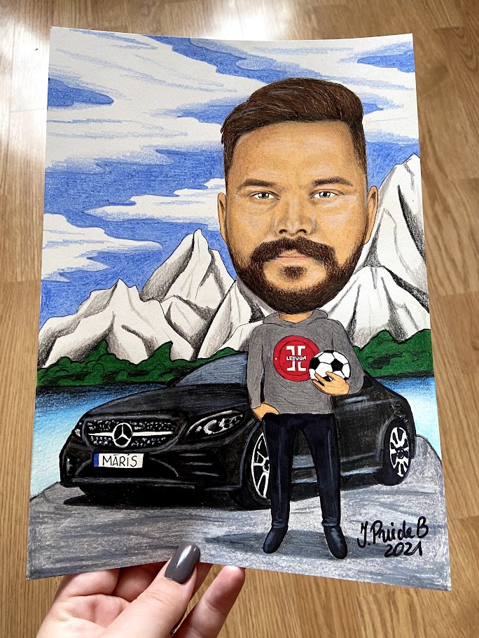 1 cilvēks A5 formātā ♥ Personalizēta karikatūra ar pildītu krāsainu fonu | zīmējums - Image 20