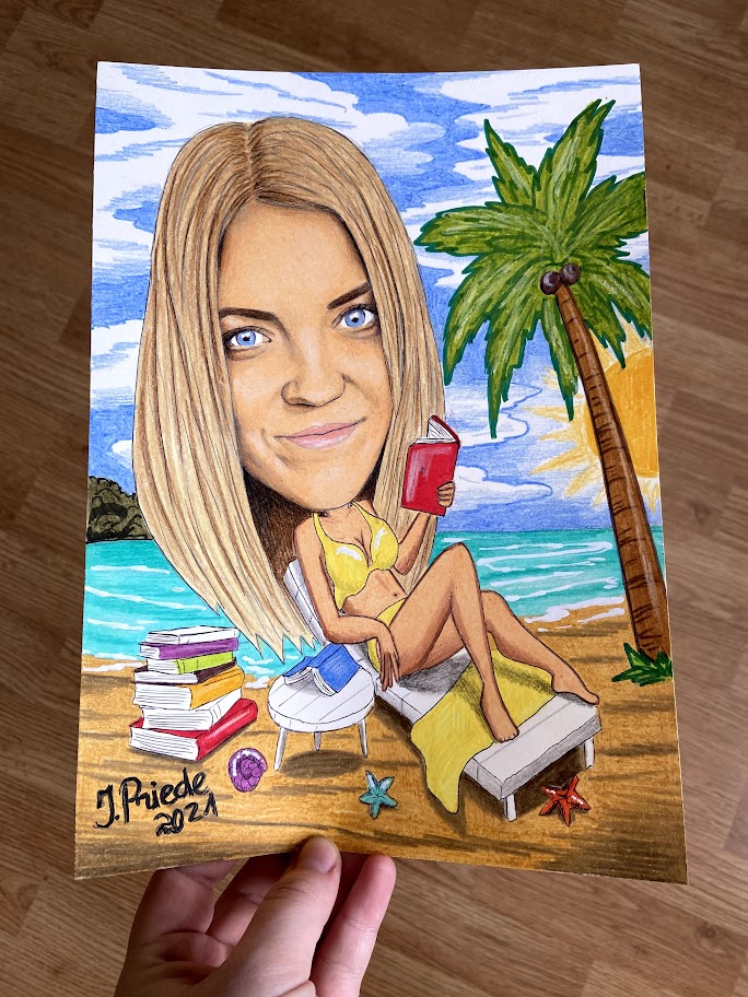 1 cilvēks A5 formātā ♥ Personalizēta karikatūra ar pildītu krāsainu fonu | zīmējums - Image 22