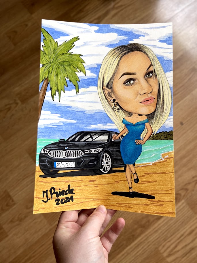 1 cilvēks A5 formātā ♥ Personalizēta karikatūra ar pildītu krāsainu fonu | zīmējums - Image 21